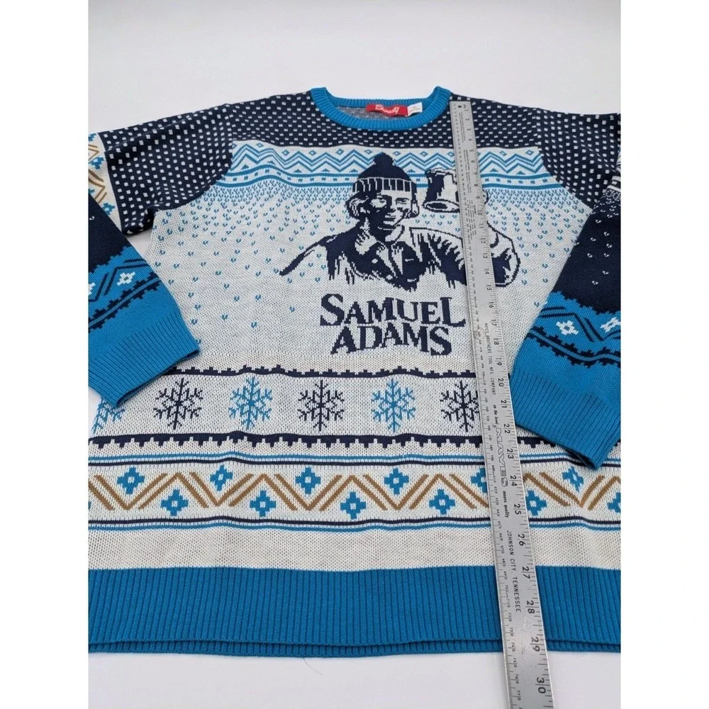Shinesty Samuel Adams Ugly Christmas Sweater Men's Size XL Blue‎ Fair Isle Beer
